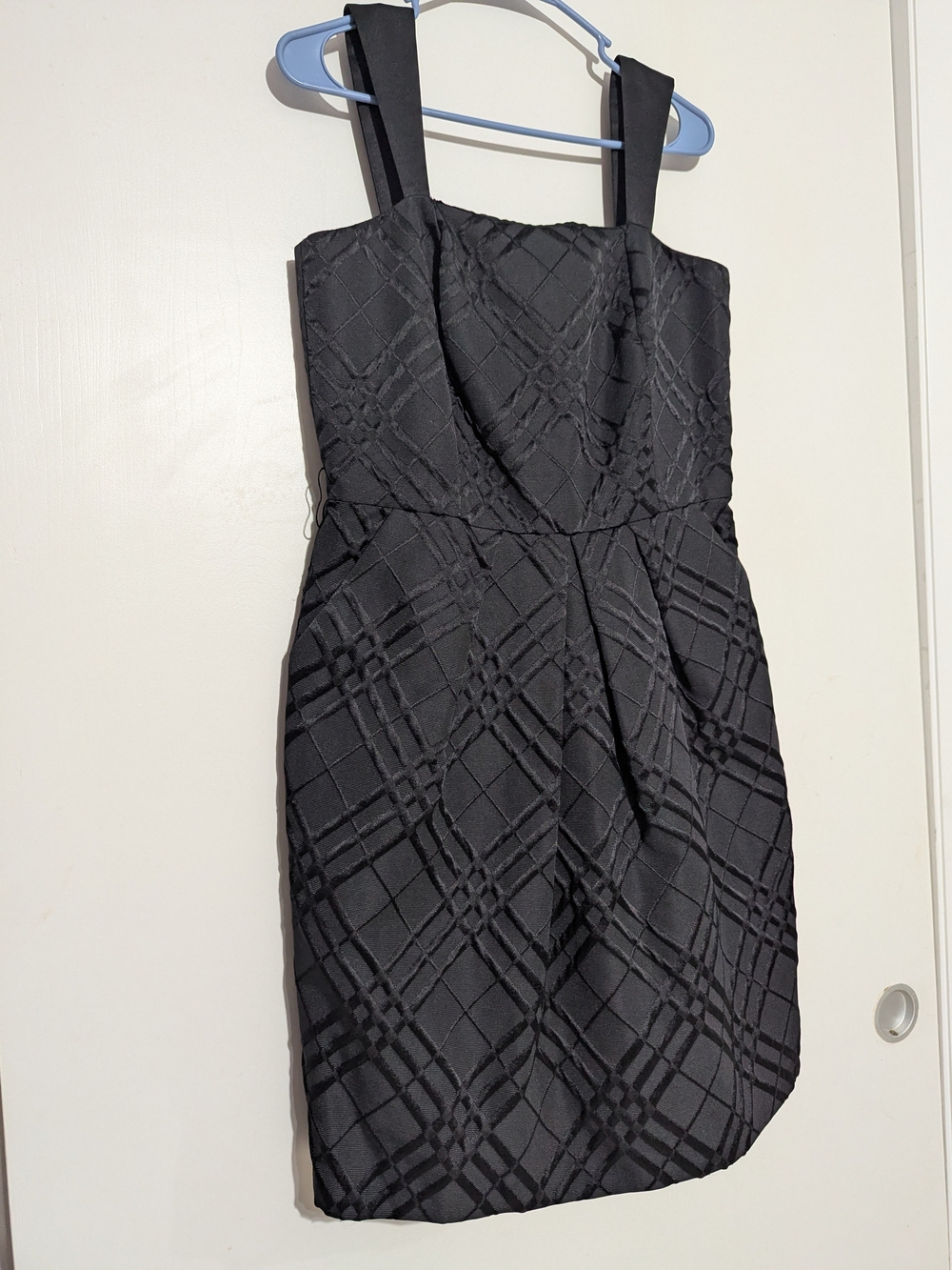 ANTONIO MELANI Black Textured Square-Neck Mini Dress